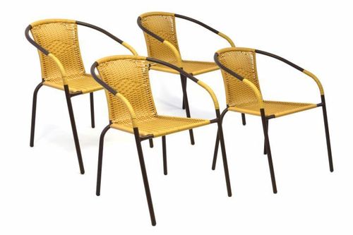4 x chaises Bistrot poly rotin beige empilable