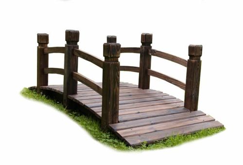 Pont de jardin en bois avec des balustrades en brun foncé L: 150 cm