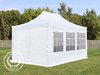 3x4,5 m Tente pliante - Acier, PES 300g/m², côtés avec fenêtres, blanc