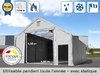 10x20m hangar avec fenêtres dans le toit, porte 4x4m, toile PVC de 720 g/m², anti-feu, gris